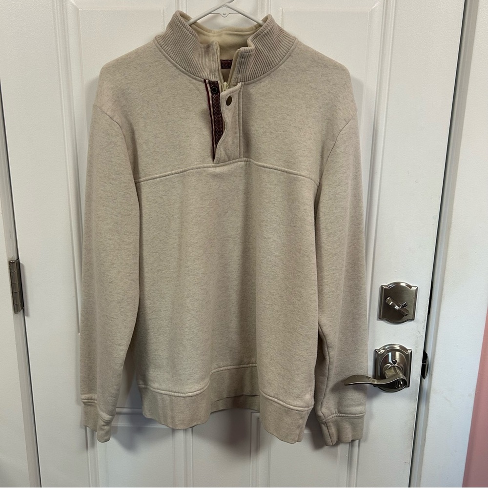 Orvis Fleece 1/4 Zip Sweatshirt Men’s Oatmeal Sz L